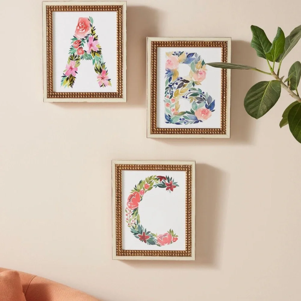 Anthropologie Floral Letter M Wall Art — Multicolor